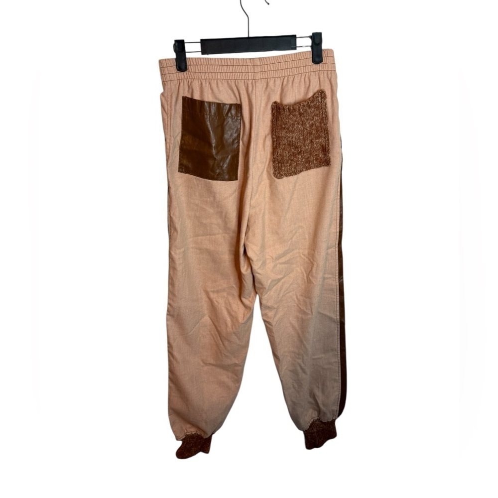 Anthropologie Beatrice B Faux Leather Trim Joggers - Picture 5 of 9